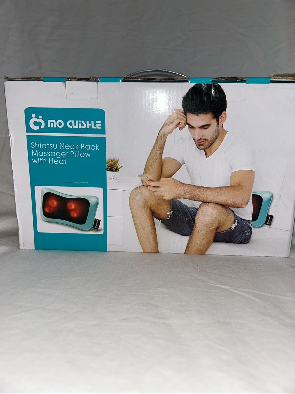 Teal Shiatsu Neck & Back Massager Pillow with Heat